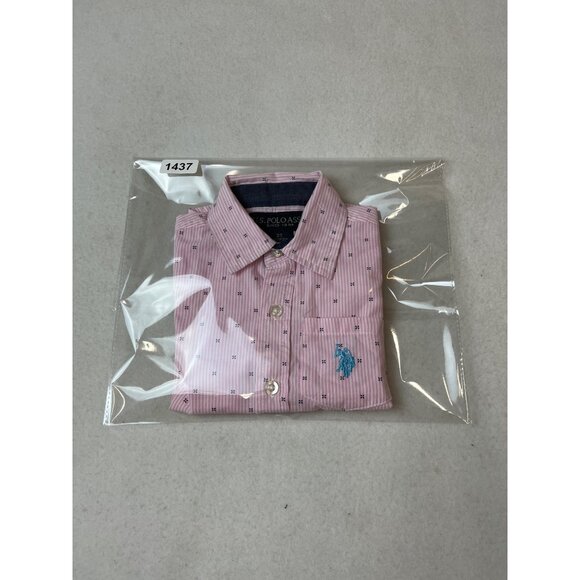 U.S. Polo Assn Boys Pink Striped Button-Up Shirt Short Sleeve Size 3T - Picture 5 of 5